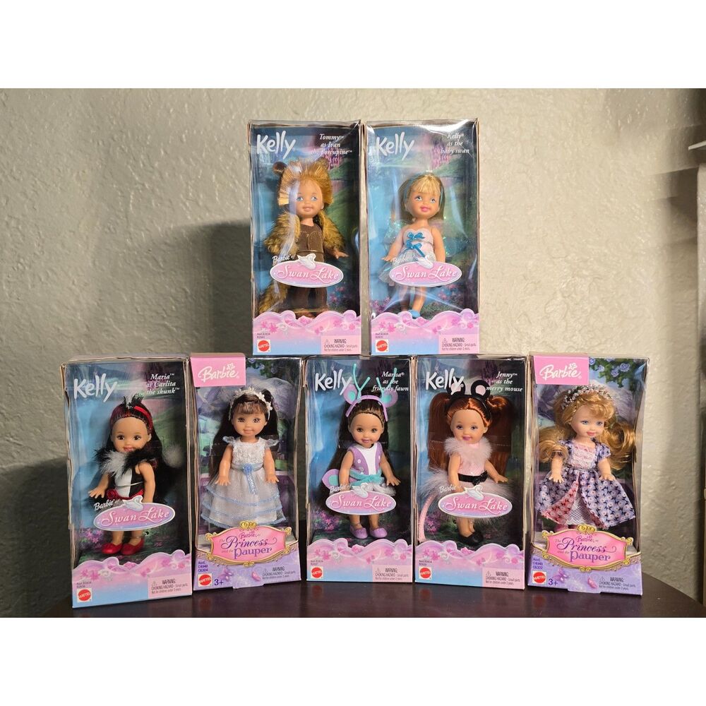 RARE Vintage Lil Kelly Barbie Doll Lot Swan Lake & Princess and the Pauper